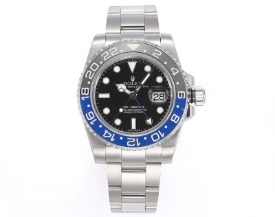 ROLEX GMT-Master II Replica 904L Steel 3186 Movement Blue and Black Bezel Watch